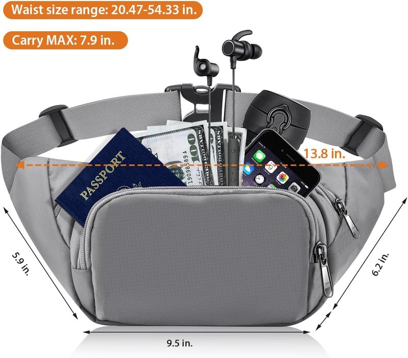 Syican Large Fanny Pack for Women Men - Waist bag with 3-Zipper Pockets, Gifts for Enjoy Sports Traveling Workout Casual Hands-Free crossbody bags Fits MAX 7.9'' iPad & 6.6'' Phone - Image 3